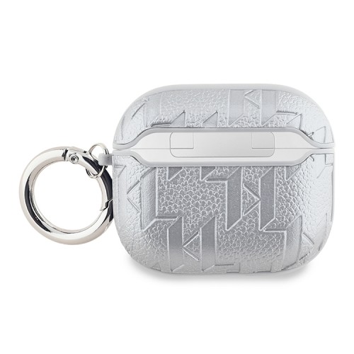 Karl Lagerfeld для Airpods 3 чехол PU Saffiano Monogram with ring NFT Metal Head Karl Silver