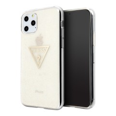 Чехол Guess Triangle logo Hard Glitter для iPhone 11 Pro, золотой