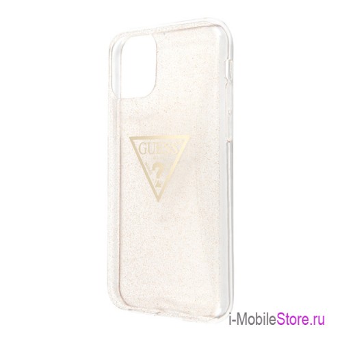 Чехол Guess Triangle logo Hard Glitter для iPhone 11 Pro, золотой