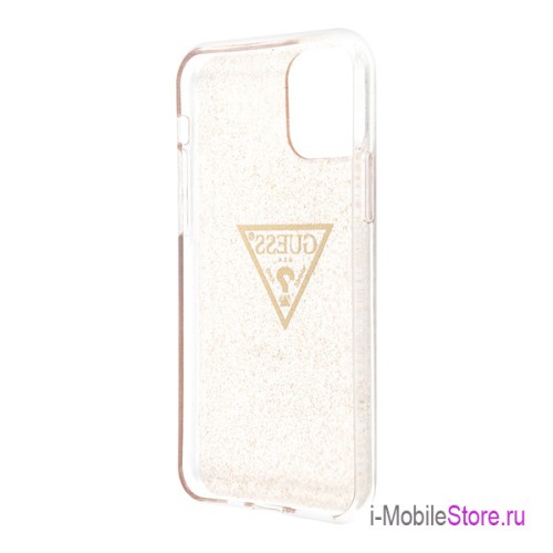 Чехол Guess Triangle logo Hard Glitter для iPhone 11 Pro, золотой