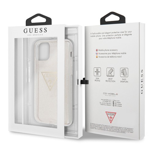 Чехол Guess Triangle logo Hard Glitter для iPhone 11 Pro, золотой
