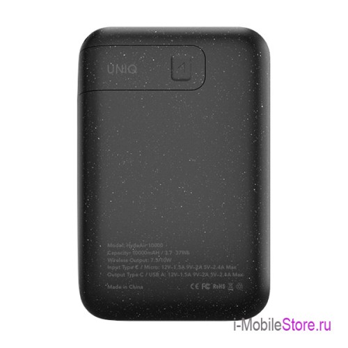 Аккумулятор Uniq HYDEAIR 10000W Wireless 7.5/10W, USB-C PD18W in-out, серый
