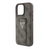 Guess для iPhone 16 Pro чехол GripStand PU 4G with Triangle Diamond Brown