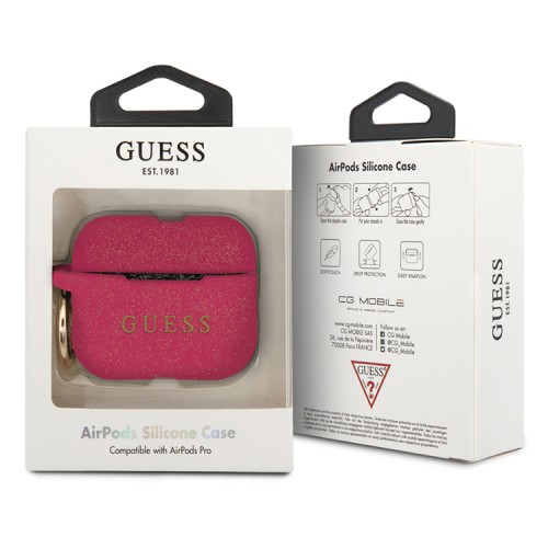 Чехол Guess Silicone с кольцом для Airpods Pro, Fuschia