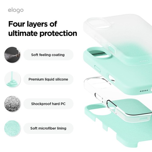 Elago для iPhone 16 чехол Soft silicone (Liquid) Aqua Sky