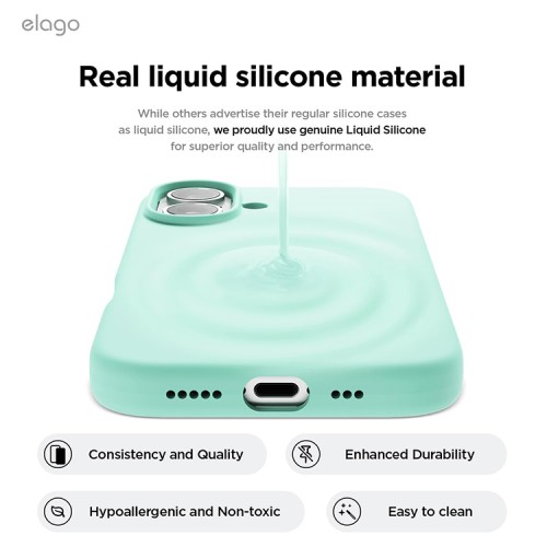 Elago для iPhone 16 чехол Soft silicone (Liquid) Aqua Sky