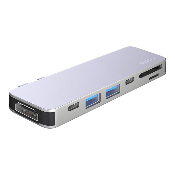 Deppa USB-C 7-в-1 для MacBook, серебристый 73122