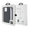 BMW для iPhone 16 Pro чехол Signature Leather Wordmark + Hand Cord Hard Blue