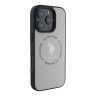 U.S. Polo для iPhone 16 Pro Max чехол PU Round Double horse logo Hard Beige (MagSafe)