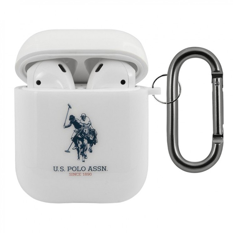 U.S. Polo Assn. Double Horse Logo с кольцом для Airpods 1/2, белый USACA2TPUWH