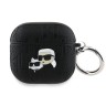 Karl Lagerfeld для Airpods 4 чехол PU Saffiano Monogram with ring NFT Metal Head Karl & Choupette Black