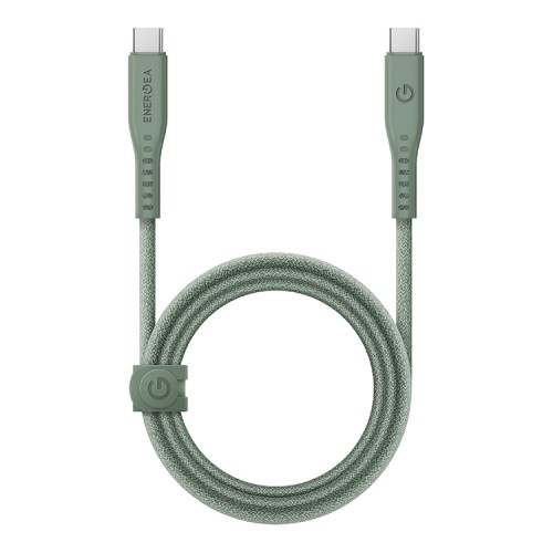 Energea Кабель FLOW USB-C to USB-C PD240W 5A Nanoweave Magnetic tie Green 1.5m