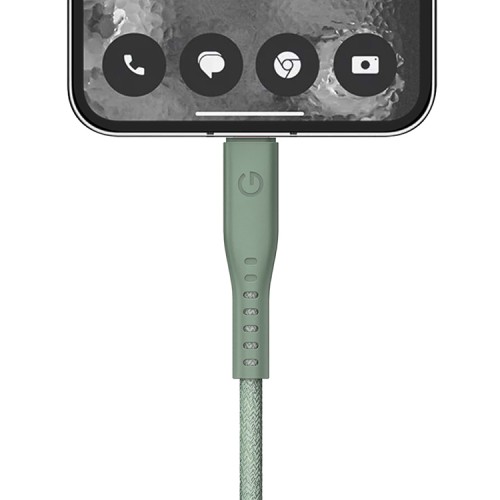 Energea Кабель FLOW USB-C to USB-C PD240W 5A Nanoweave Magnetic tie Green 1.5m