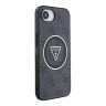 Guess для iPhone 16e чехол PC/TPU 4G Glitter Triangle logo Hard Black (MagSafe)