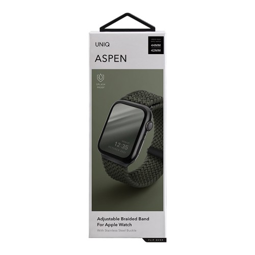 Ремешок Uniq ASPEN Strap Braided для Apple Watch 49-46-45-44 мм, зеленый