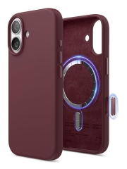 Elago для iPhone 17 чехол Magnetic Silicone Burgundy (MagSafe)