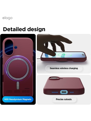 Elago для iPhone 17 чехол Magnetic Silicone Burgundy (MagSafe)