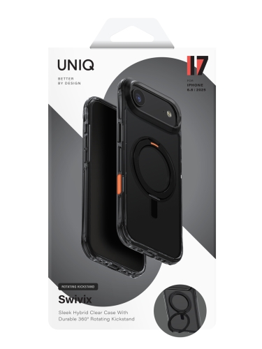 Uniq для iPhone Air чехол Swivix with 360-Rotating stand Carbon Black (Magsafe)