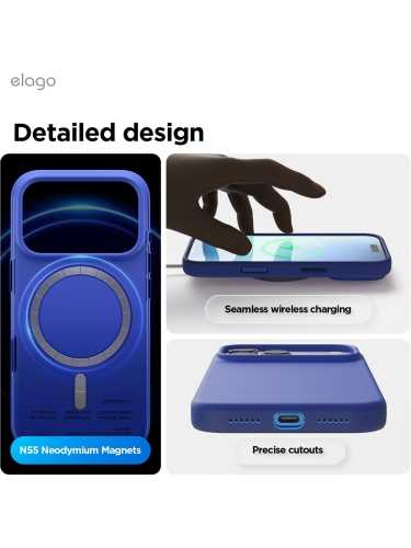 Elago для iPhone 17 Pro Max чехол Magnetic Silicone Cobalt Blue (MagSafe)