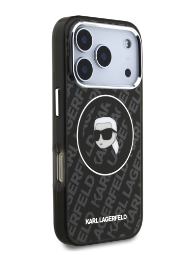 Karl Lagerfeld для iPhone 17 Pro Max чехол IML Karl Head on logo Metal Cam Hard Black (MagSafe)