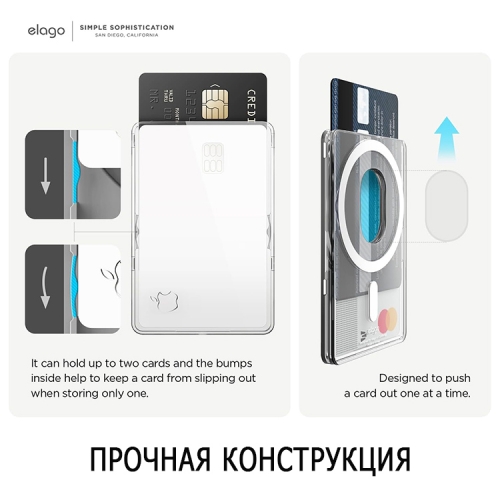 (Уценка) Elago картхолдер MagSafe Card Pocket Clear PC Transparent