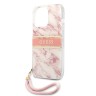 Чехол Guess Marble Hard +Nylon hand cord для iPhone 13 Pro, розовый