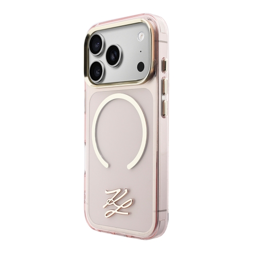 Karl Lagerfeld для iPhone 17 Pro Max чехол IML Initials Metal logo & Camera прозрачный/розовый (MagSafe)