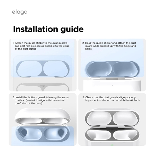 Elago для Airpods Pro 3 защитная пластина для кейса Dust Guard Silver (2 шт)