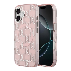 Karl Lagerfeld для iPhone 17 чехол IML KL Monogram Metal camera Hard Pink (MagSafe)