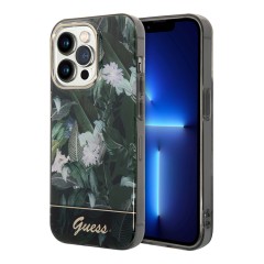 Чехол Guess Jungle w Electroplated camera Hard для iPhone 14 Pro, зеленый
