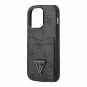 Чехол Guess PU 4G Double cardslot Metal triangle logo Hard для iPhone 13 Pro, черный