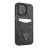 Чехол Guess PU 4G Double cardslot Metal triangle logo Hard для iPhone 13 Pro, черный