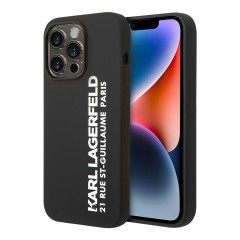 Чехол Lagerfeld Liquid silicone Elongated RSG logo Hard для iPhone 14 Pro Max, черный