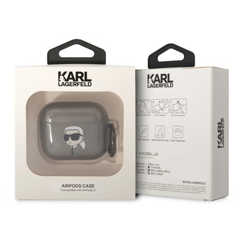 Чехол Lagerfeld TPU with ring NFT Karl Translucent для Airpods 3 (2021), черный
