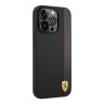 Чехол Ferrari PU Smooth/Carbon Vertical with metal logo Hard для iPhone 14 Pro Max, черный