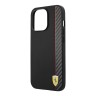 Чехол Ferrari PU Smooth/Carbon Vertical with metal logo Hard для iPhone 14 Pro Max, черный