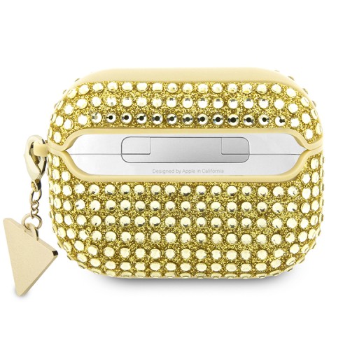 Чехол Guess Diamond Rhinestone with Triangle charm для Airpods Pro 2, золотой
