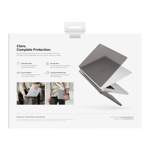 Uniq для Macbook Air 15 (2023/2025) чехол HUSK Pro Claro, матовый серый