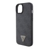 Guess для iPhone 15 чехол PU 4G Triangle Diamond metal logo Hard Black