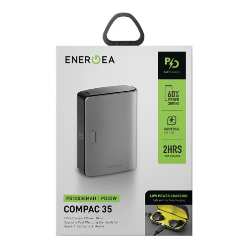EnergEA АКБ Compac 35, 10000 USB C+A PD/SCP/QC3.0 35w Digital display, Gunmetal