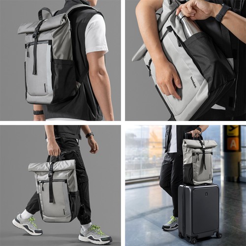 Tomtoc Travel рюкзак Navigator-T61 Rolltop Backpack 15.6"/17L-23L Gray