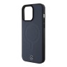 Mercedes для iPhone 15 Pro Max чехол Leather Plain Smooth with Ring Hard Navy (MagSafe)