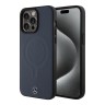 Mercedes для iPhone 15 Pro Max чехол Leather Plain Smooth with Ring Hard Navy (MagSafe)