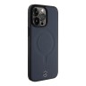 Mercedes для iPhone 15 Pro Max чехол Leather Plain Smooth with Ring Hard Navy (MagSafe)