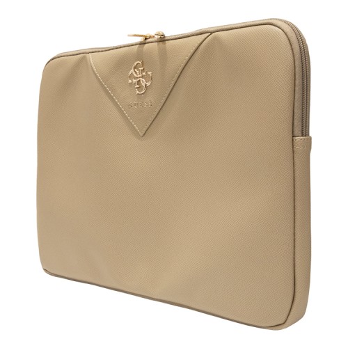 Guess для ноутбуков 13"/14" чехол Sleeve PU Grained leather 4G metal logo with Zipper Light Gold