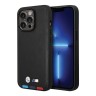 BMW для iPhone 15 Pro чехол M-Collection PU Hot stamp tricolor Hard Black (MagSafe)