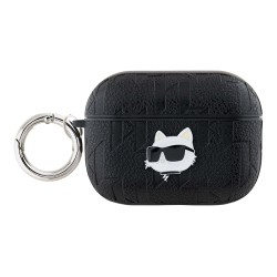 Karl Lagerfeld для Airpods Pro 2 чехол PU Saffiano Monogram with ring NFT Metal Head Choupette Black