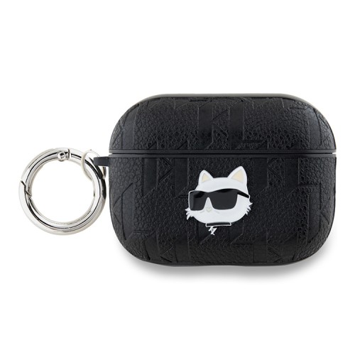 Karl Lagerfeld для Airpods Pro 2 чехол PU Saffiano Monogram with ring NFT Metal Head Choupette Black