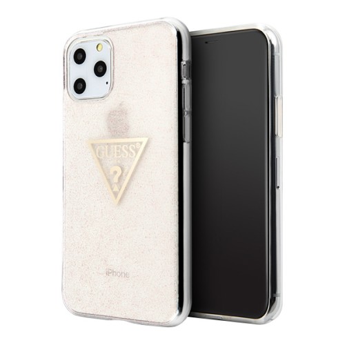 Чехол Guess Triangle logo Hard Glitter для iPhone 11 Pro, розовый