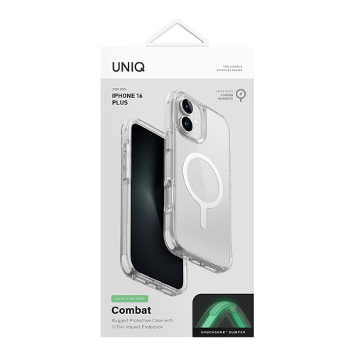 Uniq для iPhone 16 Plus чехол Combat Lume-White (MagSafe)